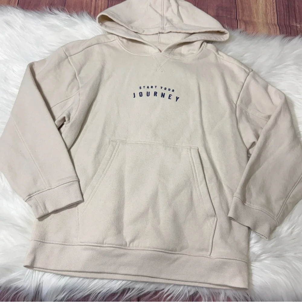 Cat & Jack Beige Pullover Hoodie Sweatshirt - Boys Size Small (6/7)
